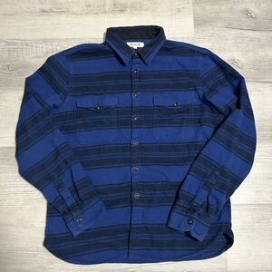 🚀Men’s Madewell Long Sleeve Flannel Large - Blue Stripe